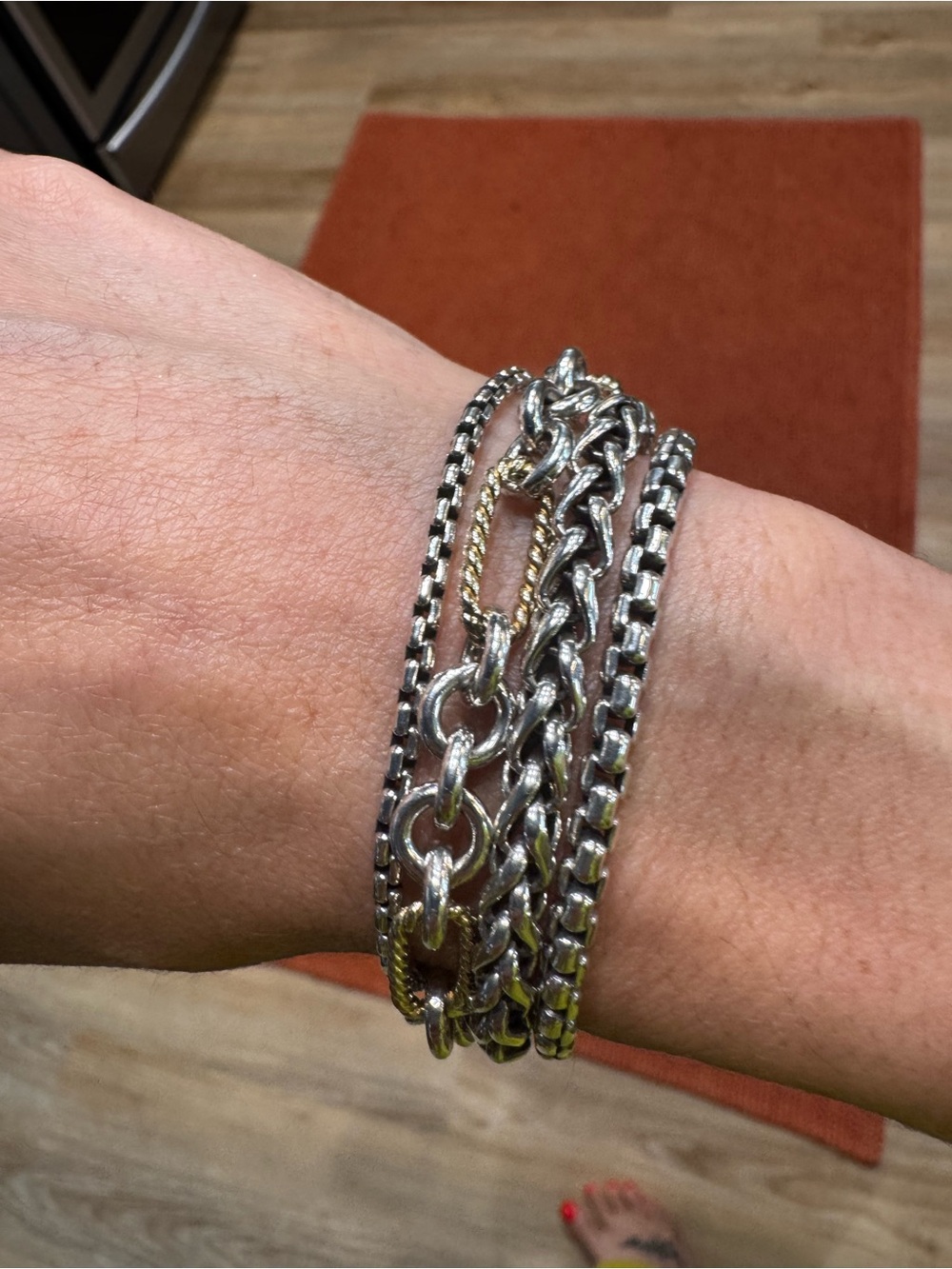 David Yurman Two-Tone Multi-Chain Bracelet in Silver and Gold